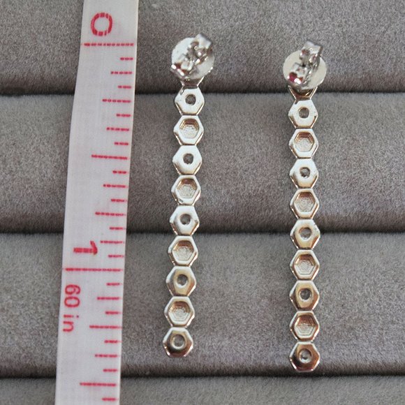 Geometric Stud Earrings With Crystals - Picture 5 of 9